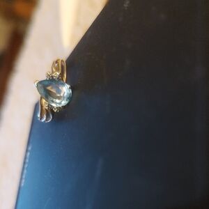 Women's 10k Yellow Gold Aquamarine Ring, Size 8.